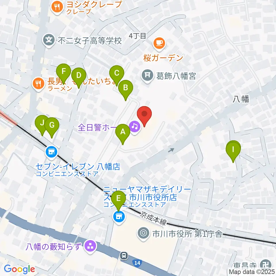 全日警ホール周辺の駐車場・コインパーキング一覧地図