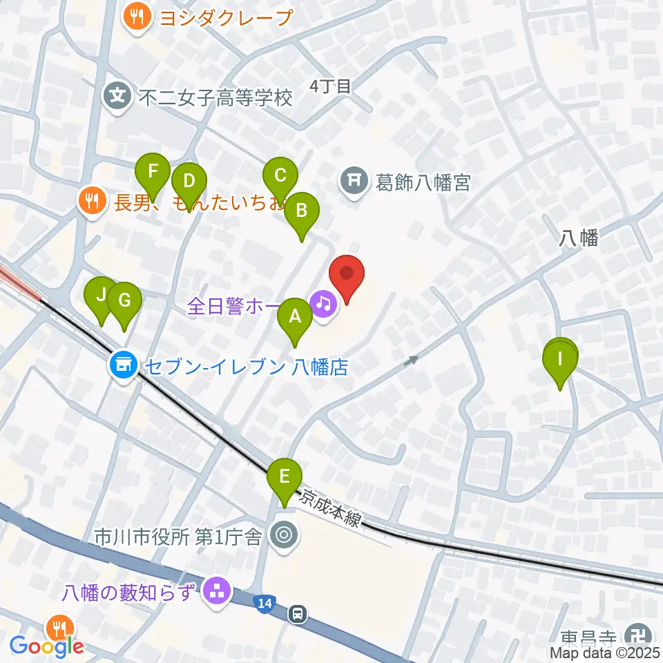 全日警ホール周辺の駐車場・コインパーキング一覧地図
