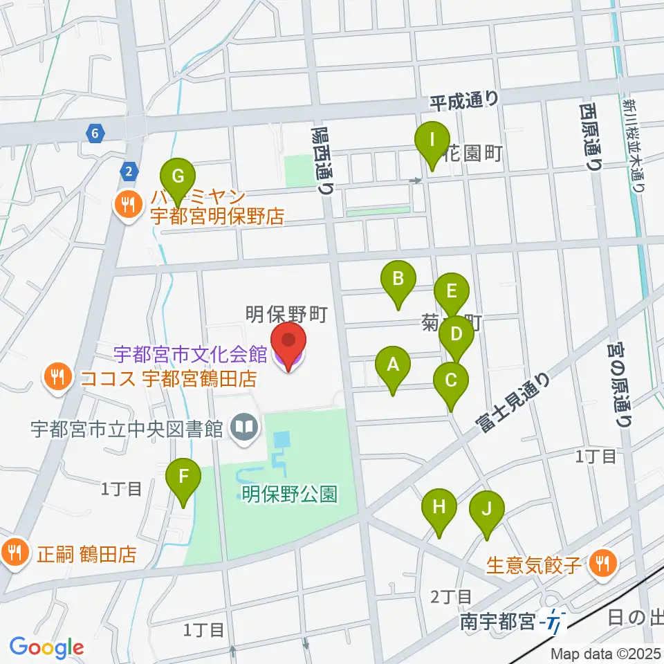 宇都宮市文化会館周辺の駐車場・コインパーキング一覧地図