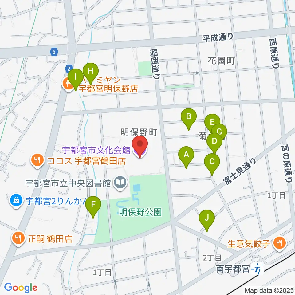 宇都宮市文化会館周辺の駐車場・コインパーキング一覧地図