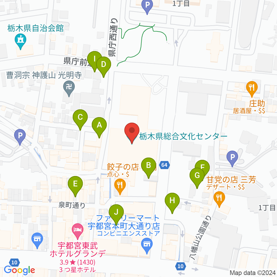 栃木県総合文化センター周辺の駐車場・コインパーキング一覧地図