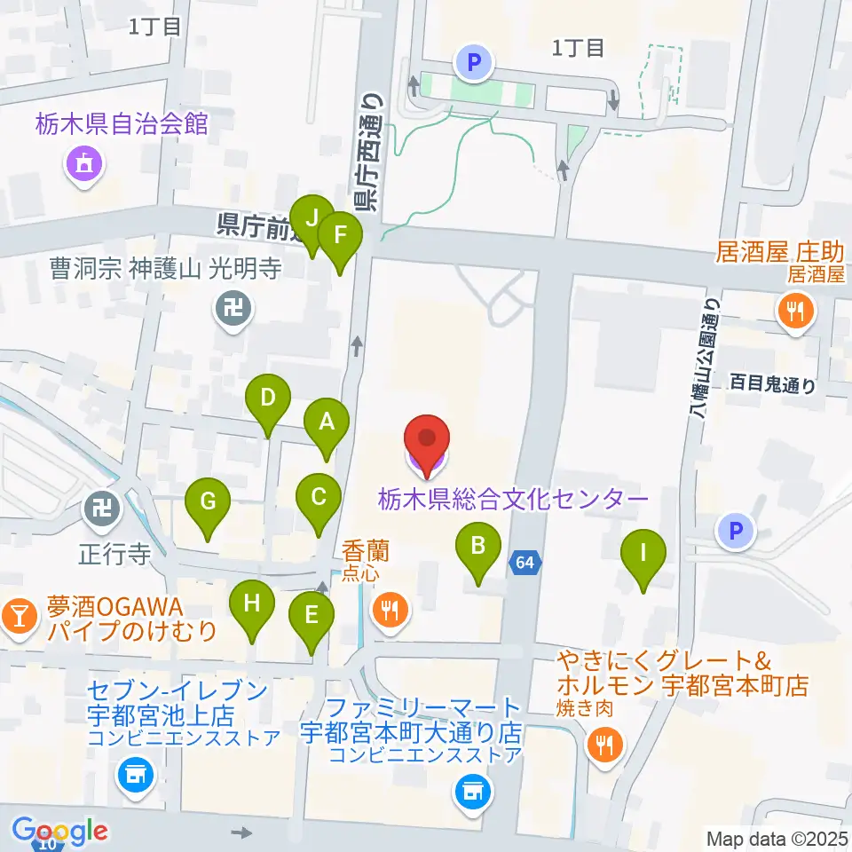 栃木県総合文化センター周辺の駐車場・コインパーキング一覧地図