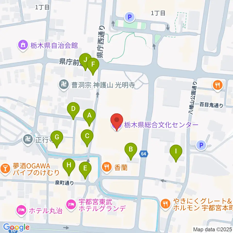 栃木県総合文化センター周辺の駐車場・コインパーキング一覧地図