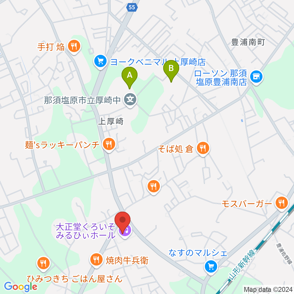 大正堂くろいそみるひぃホール周辺の駐車場・コインパーキング一覧地図