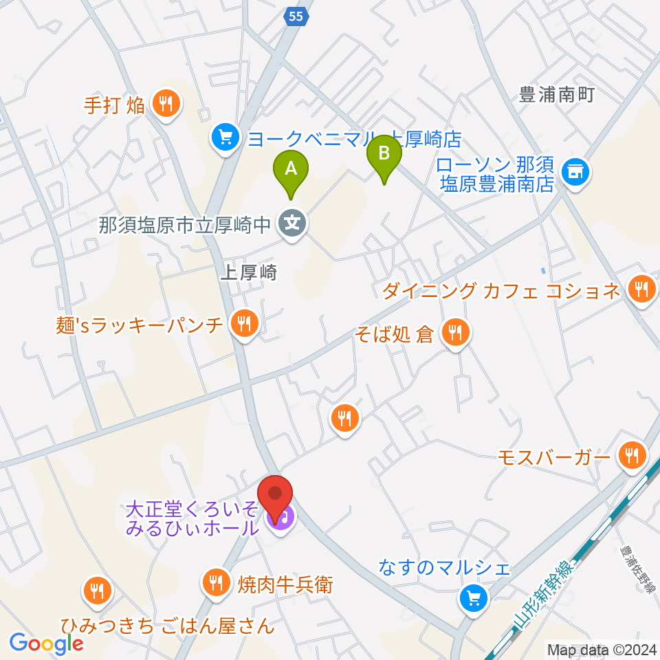 大正堂くろいそみるひぃホール周辺の駐車場・コインパーキング一覧地図