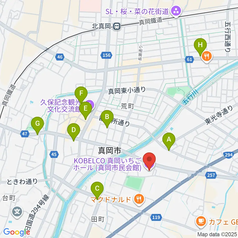 KOBELCO真岡いちごホール周辺の駐車場・コインパーキング一覧地図