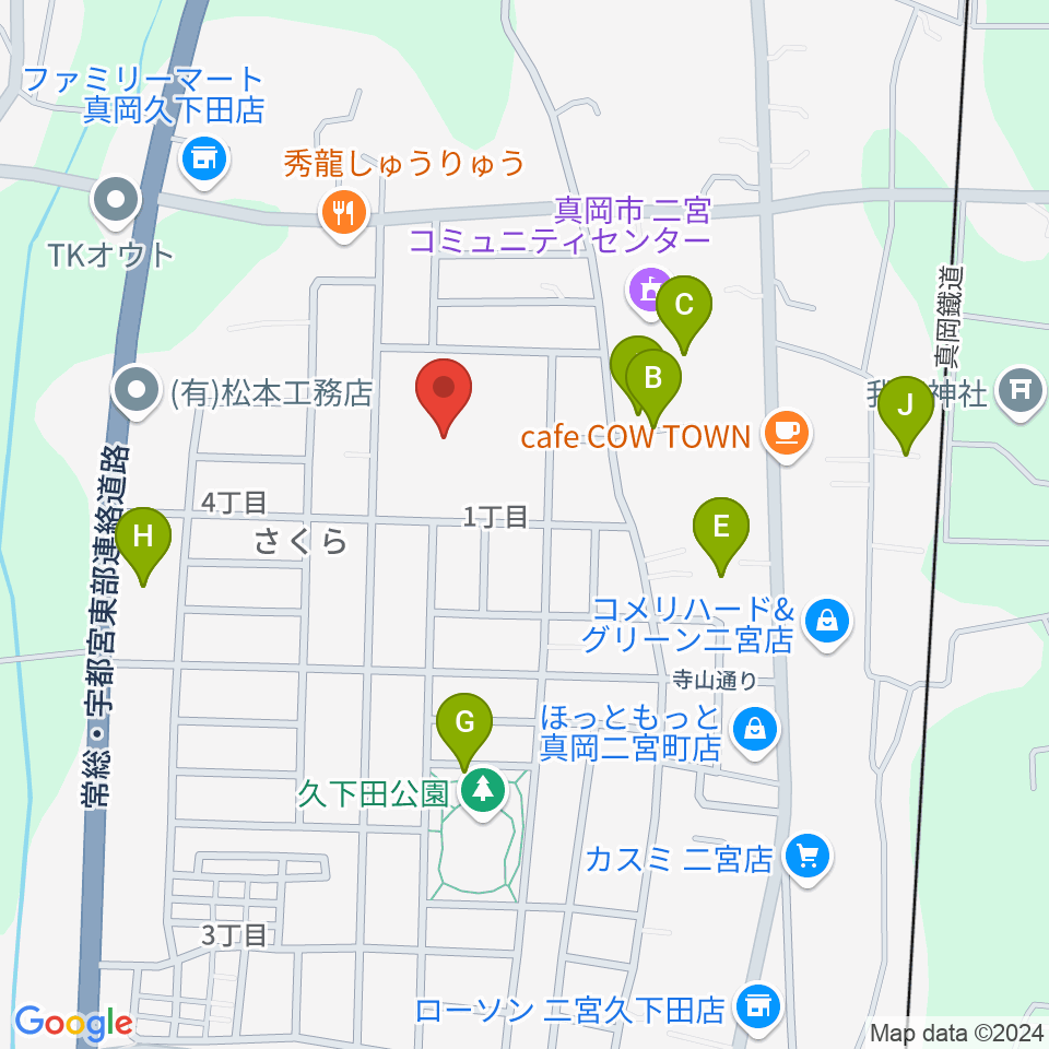 にのみやとちおとめホール 真岡市生涯学習館周辺の駐車場・コインパーキング一覧地図