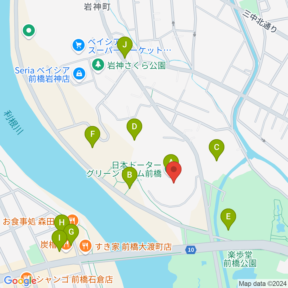 日本トーターグリーンドーム前橋周辺の駐車場・コインパーキング一覧地図