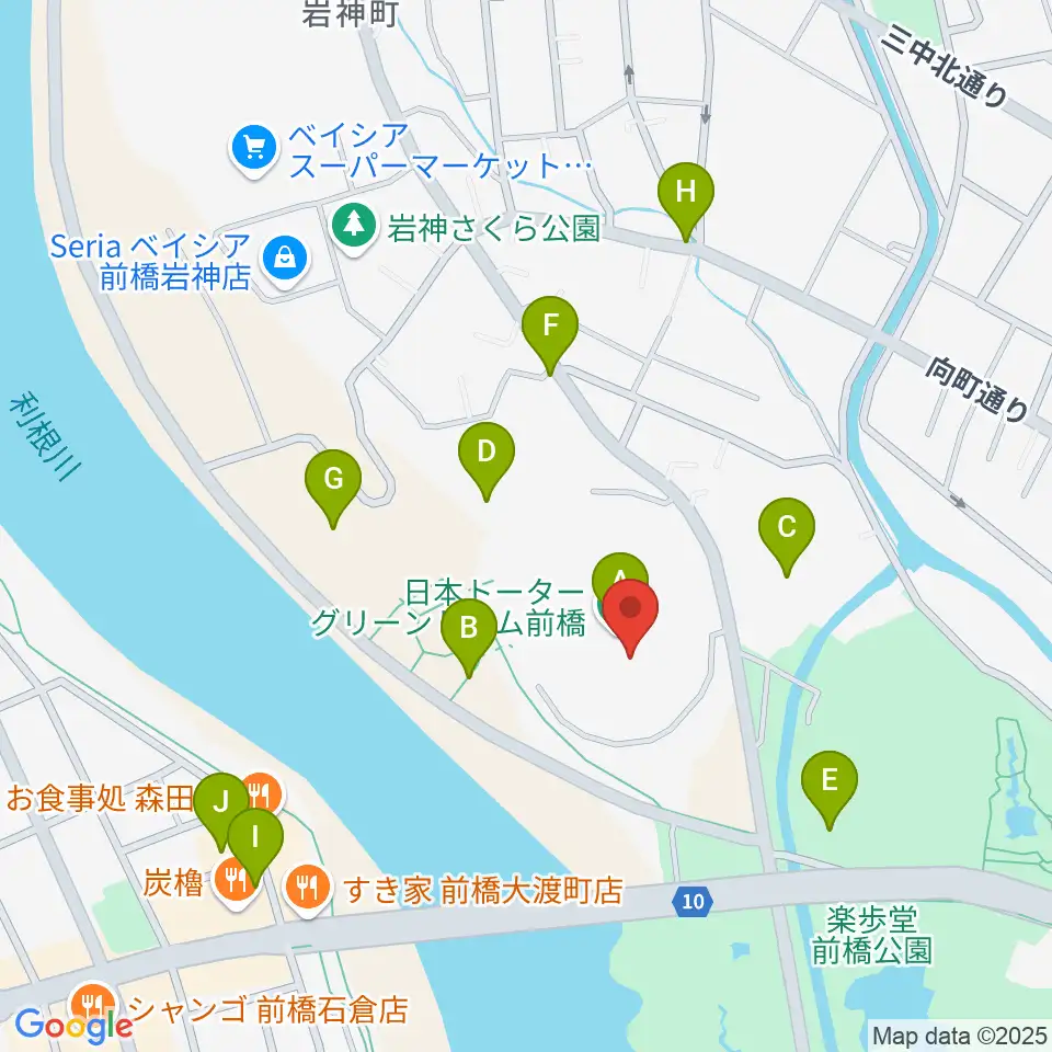 日本トーターグリーンドーム前橋周辺の駐車場・コインパーキング一覧地図