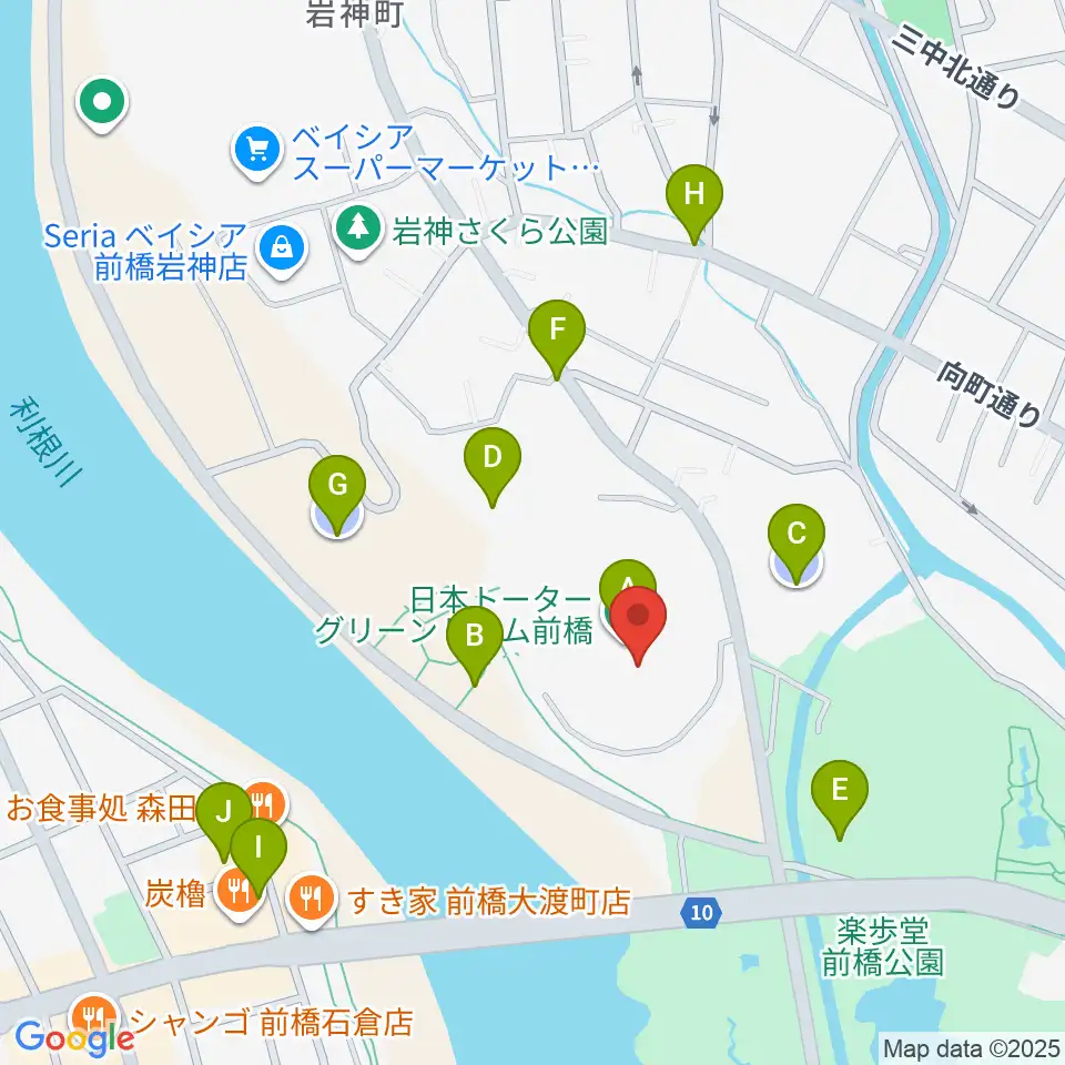 日本トーターグリーンドーム前橋周辺の駐車場・コインパーキング一覧地図