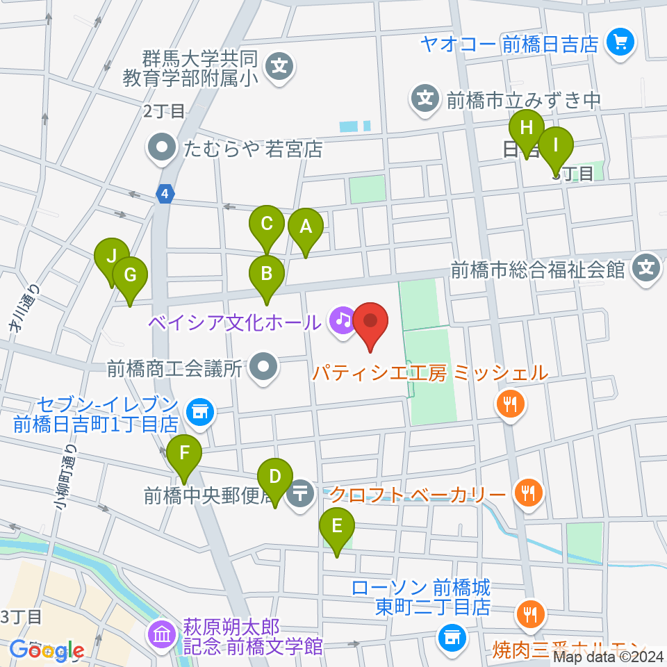 ベイシア文化ホール周辺の駐車場・コインパーキング一覧地図