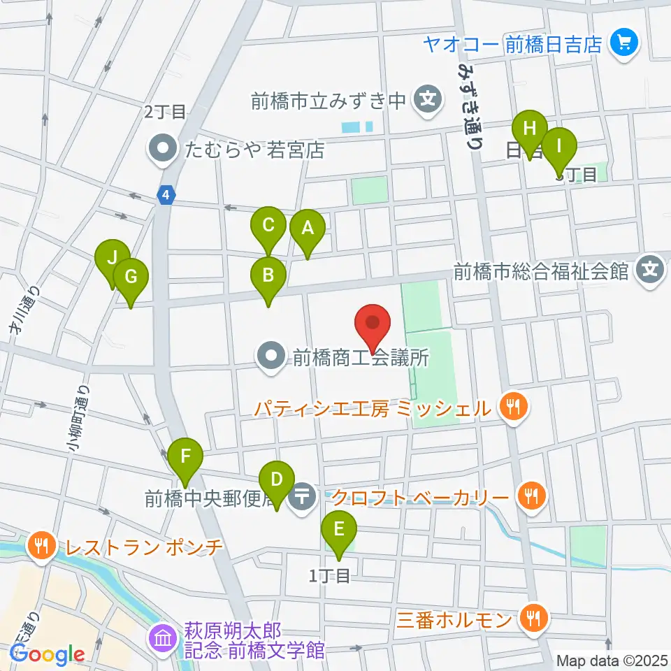 群馬県民会館[休館]周辺の駐車場・コインパーキング一覧地図