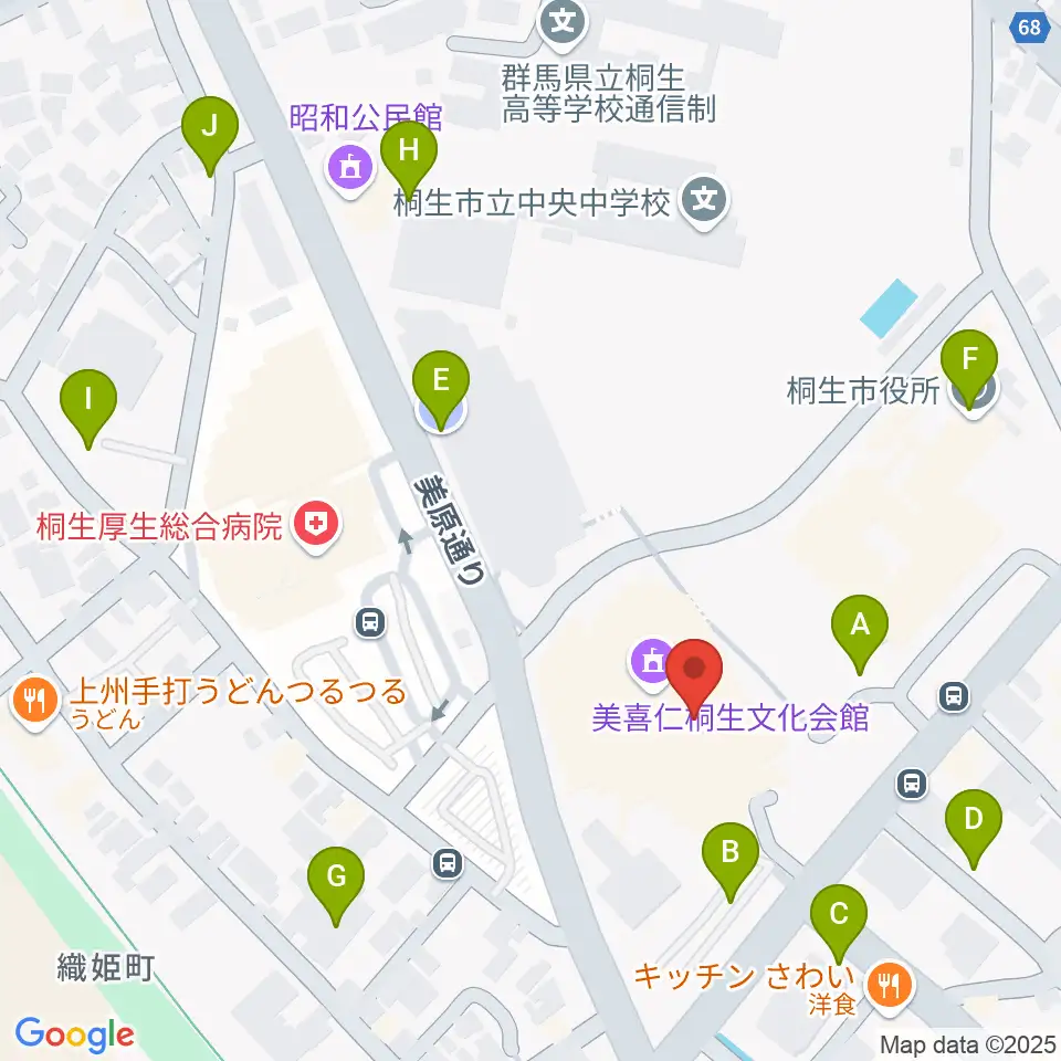 美喜仁桐生文化会館周辺の駐車場・コインパーキング一覧地図