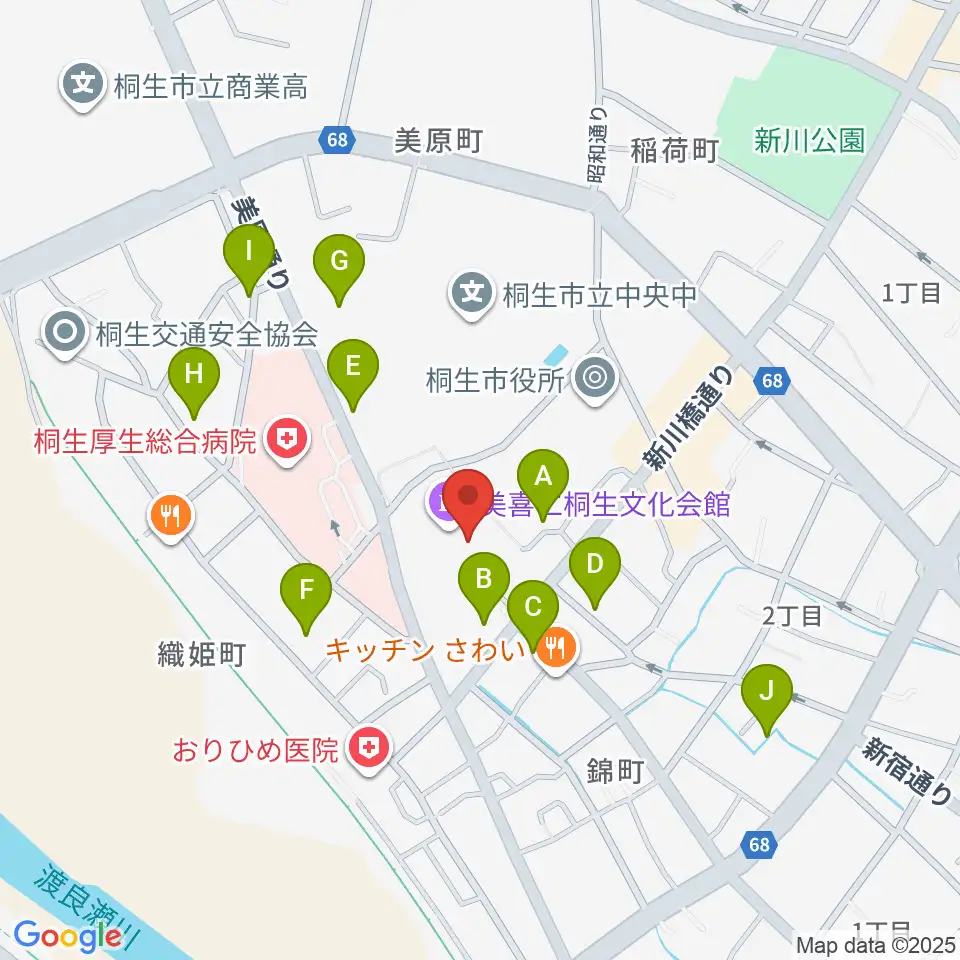 美喜仁桐生文化会館周辺の駐車場・コインパーキング一覧地図