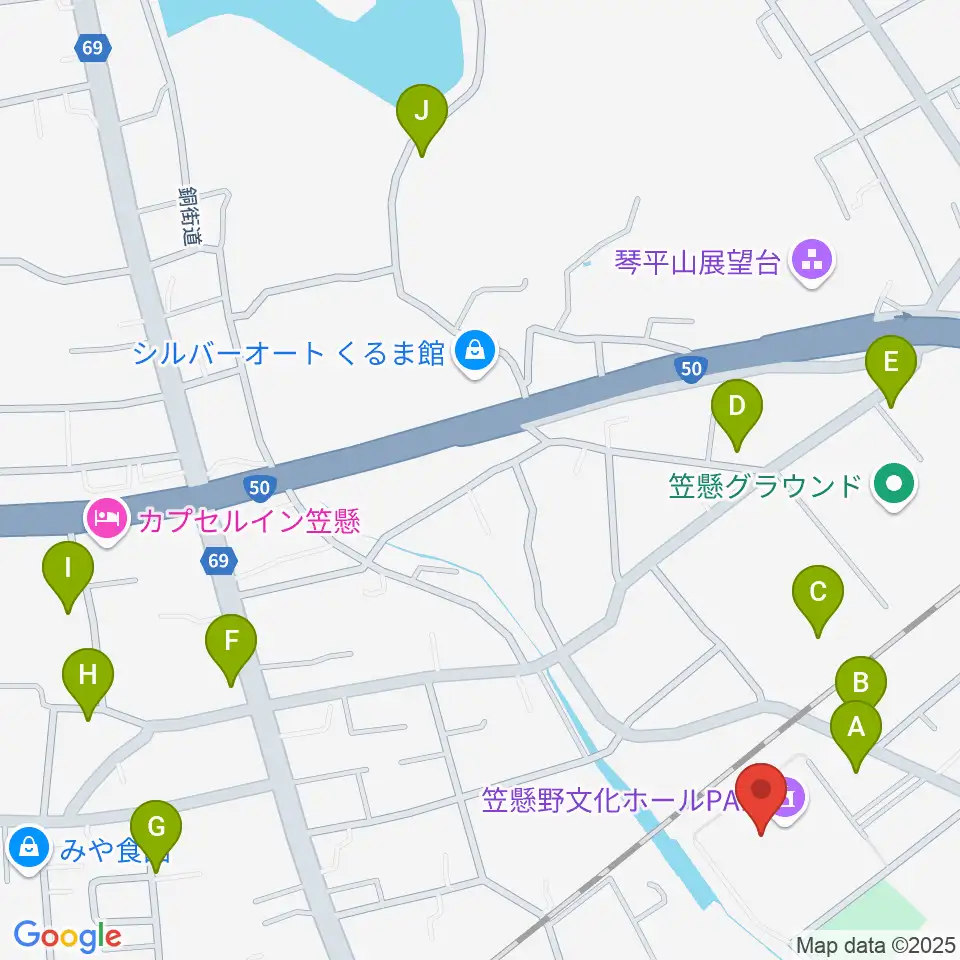 笠懸野文化ホール周辺の駐車場・コインパーキング一覧地図