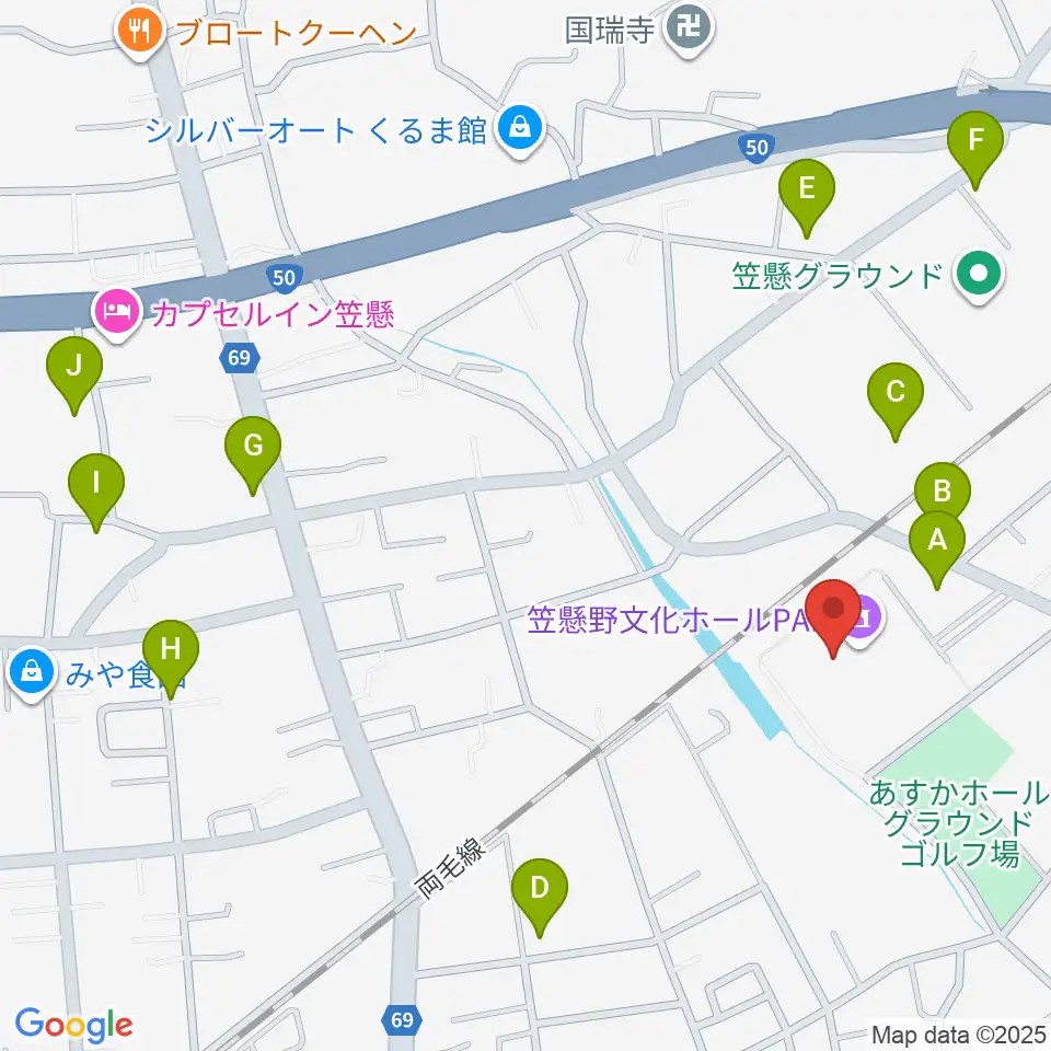 笠懸野文化ホール周辺の駐車場・コインパーキング一覧地図
