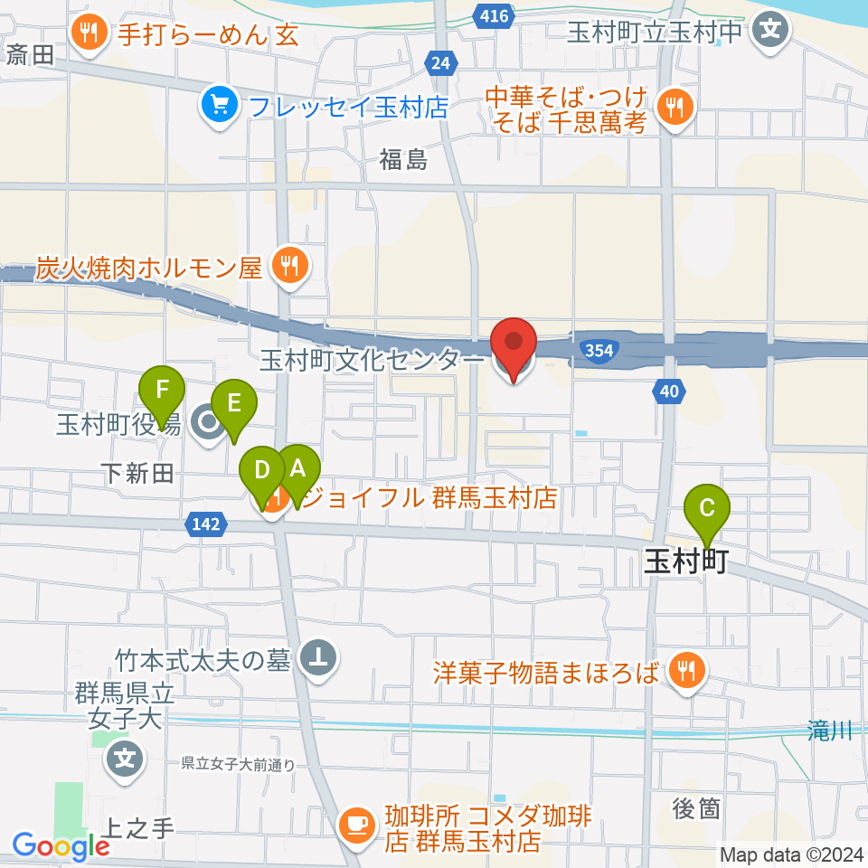 玉村町文化センター周辺の駐車場・コインパーキング一覧地図