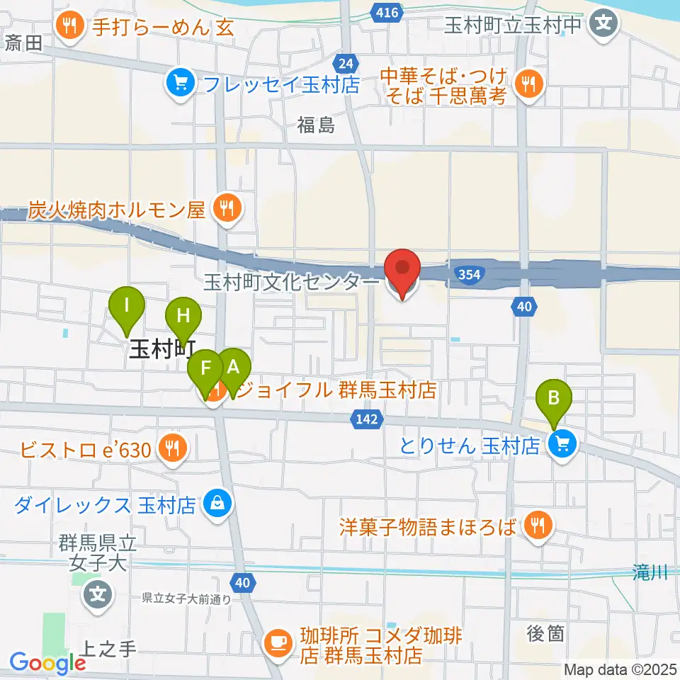 玉村町文化センター周辺の駐車場・コインパーキング一覧地図