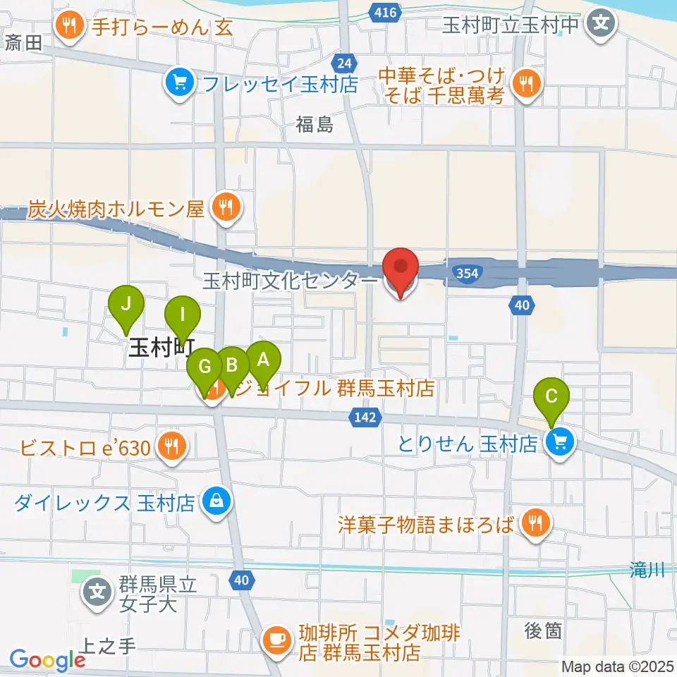 玉村町文化センター周辺の駐車場・コインパーキング一覧地図