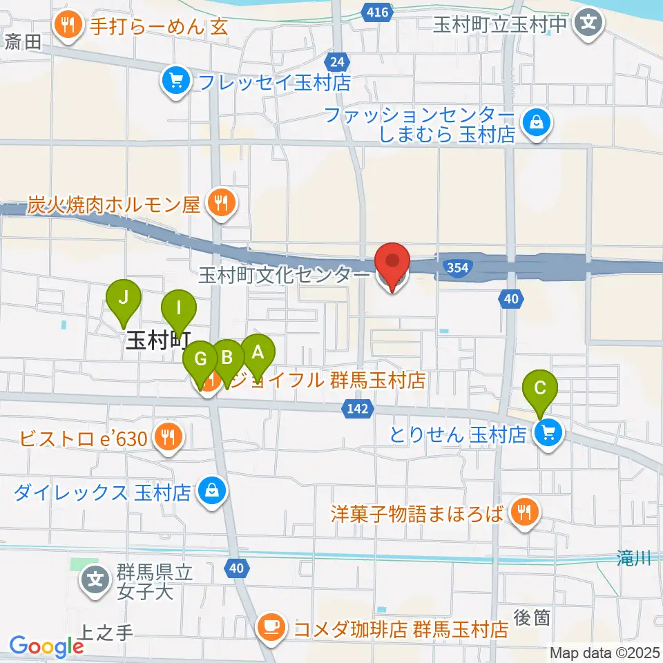 玉村町文化センター周辺の駐車場・コインパーキング一覧地図