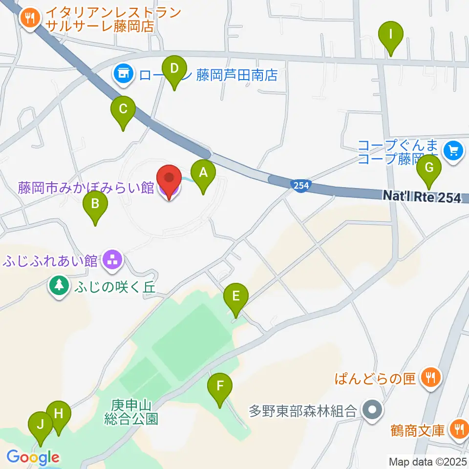 藤岡市みかぼみらい館周辺の駐車場・コインパーキング一覧地図