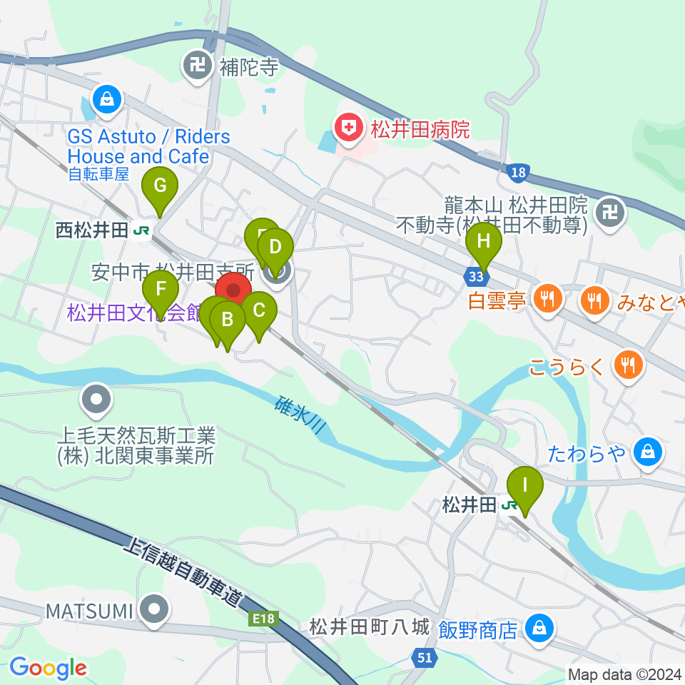 松井田文化会館周辺の駐車場・コインパーキング一覧地図