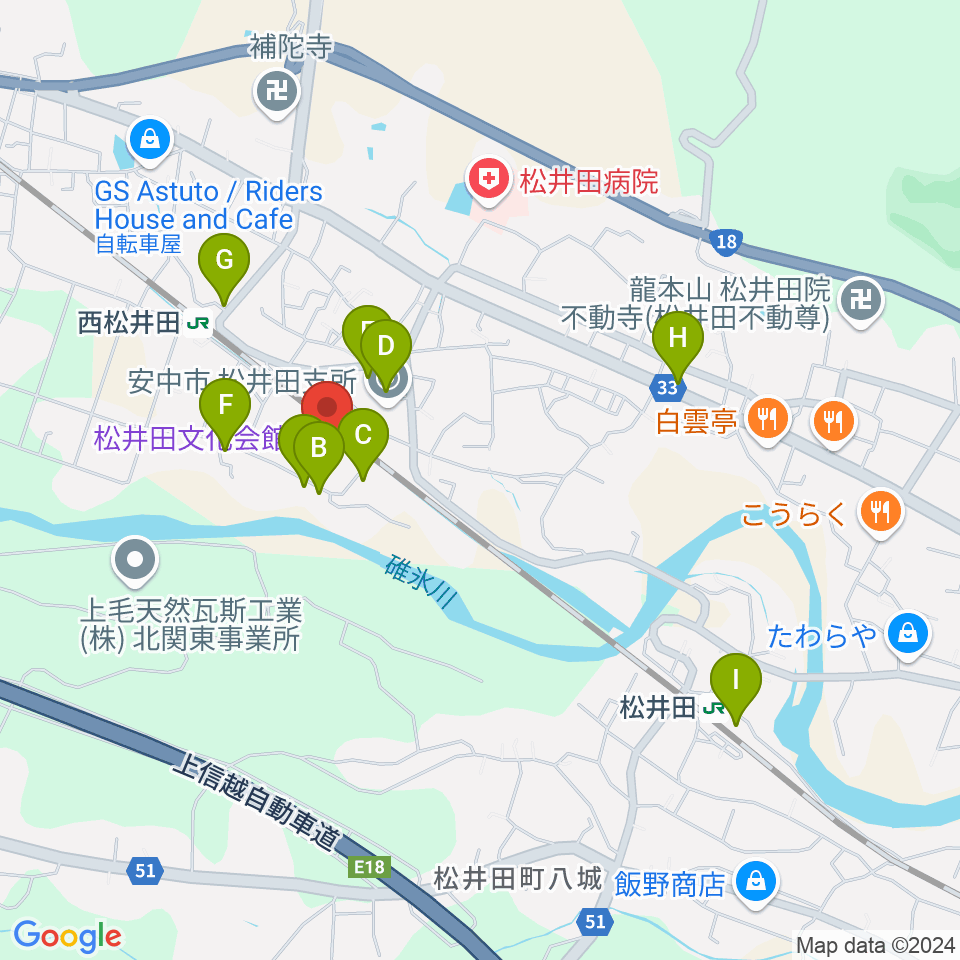 松井田文化会館周辺の駐車場・コインパーキング一覧地図