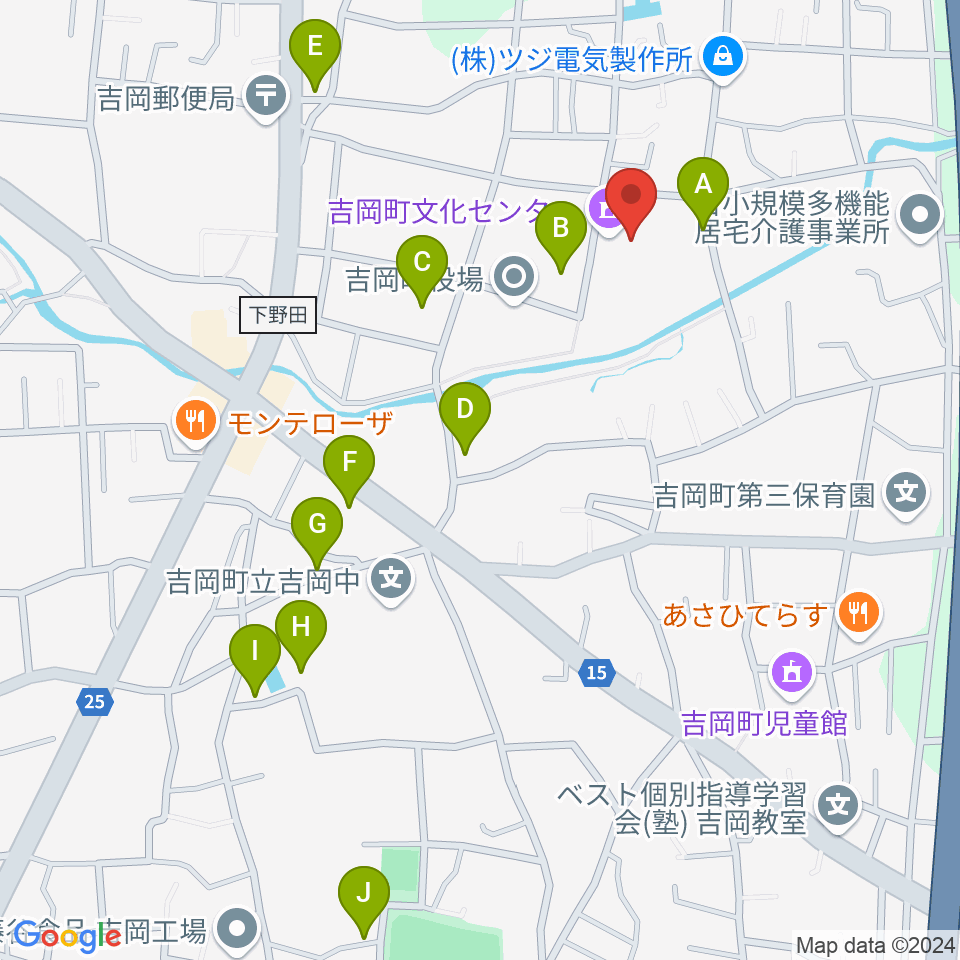 吉岡町文化センター周辺の駐車場・コインパーキング一覧地図