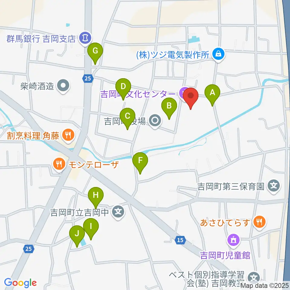吉岡町文化センター周辺の駐車場・コインパーキング一覧地図