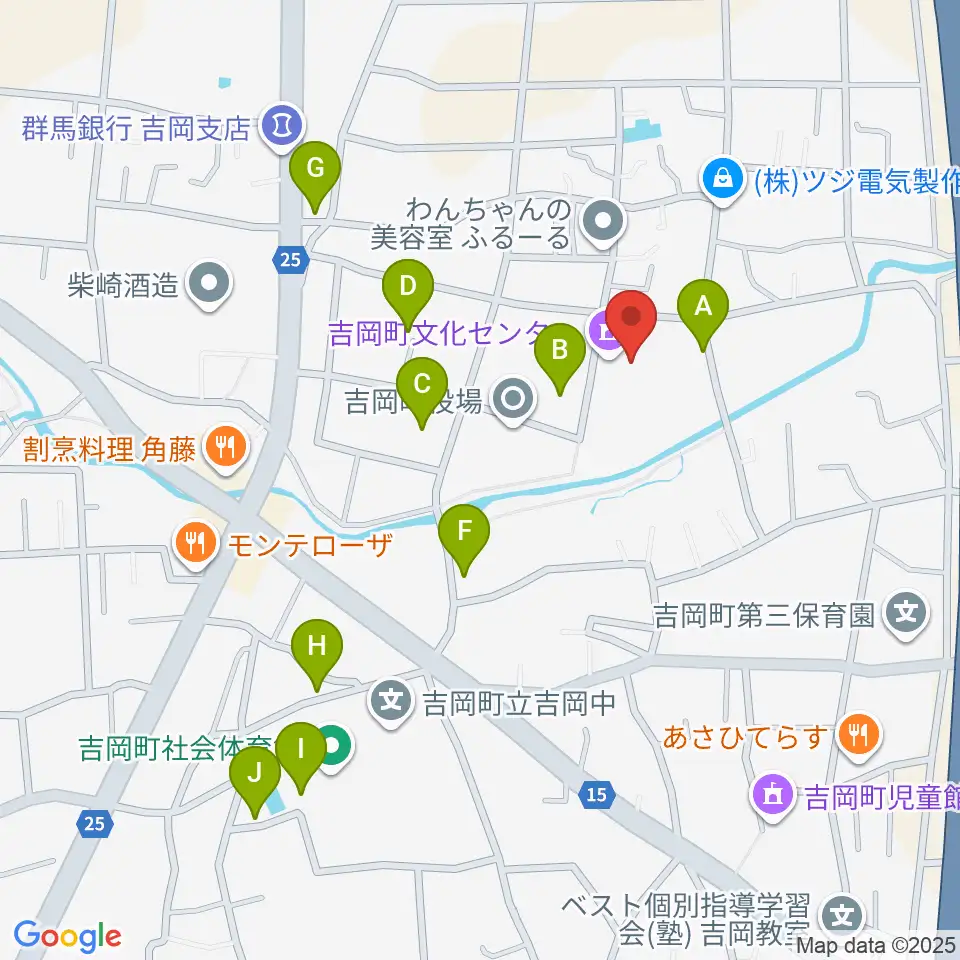 吉岡町文化センター周辺の駐車場・コインパーキング一覧地図