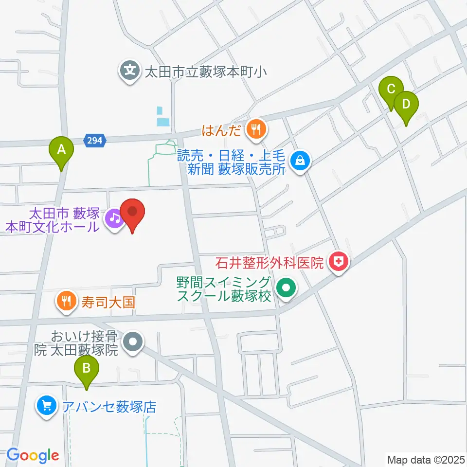 太田市藪塚本町文化ホール カルトピア周辺の駐車場・コインパーキング一覧地図