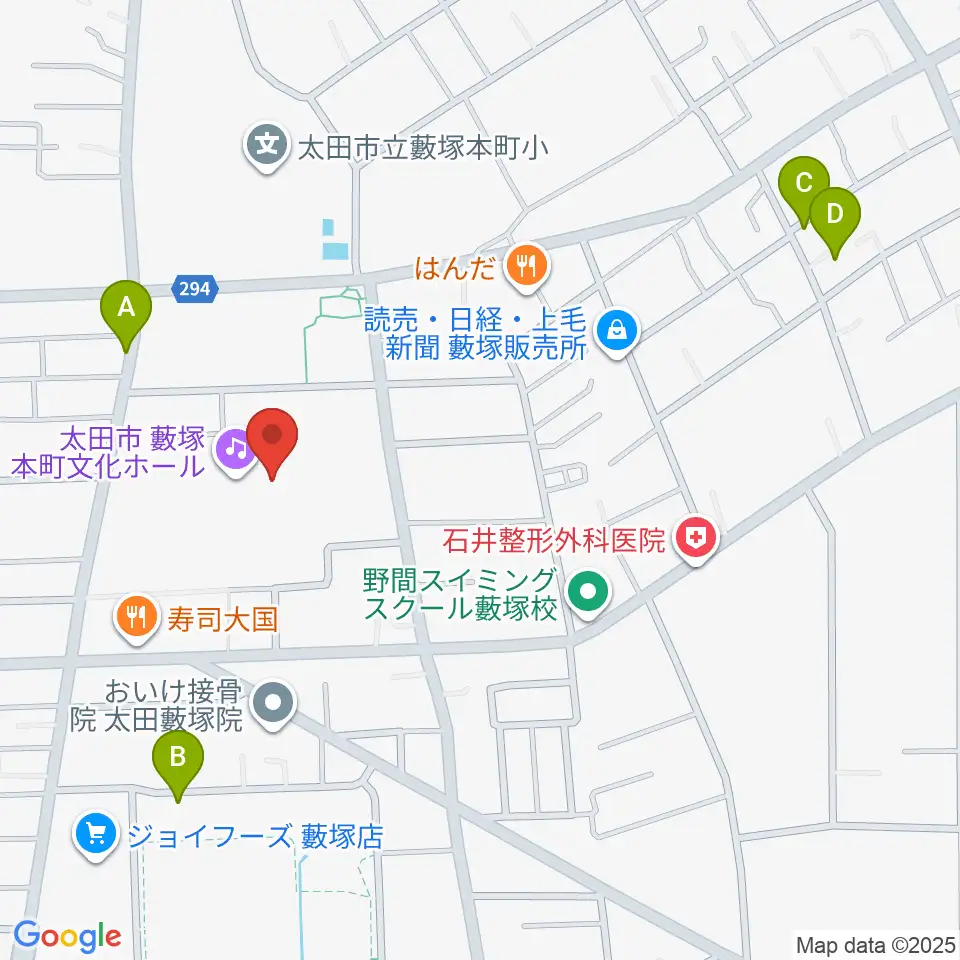 太田市藪塚本町文化ホール カルトピア周辺の駐車場・コインパーキング一覧地図