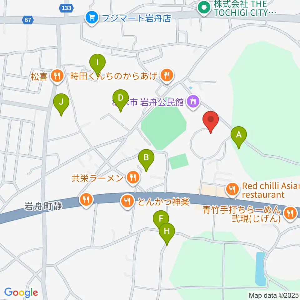 岩舟文化会館コスモスホール周辺の駐車場・コインパーキング一覧地図