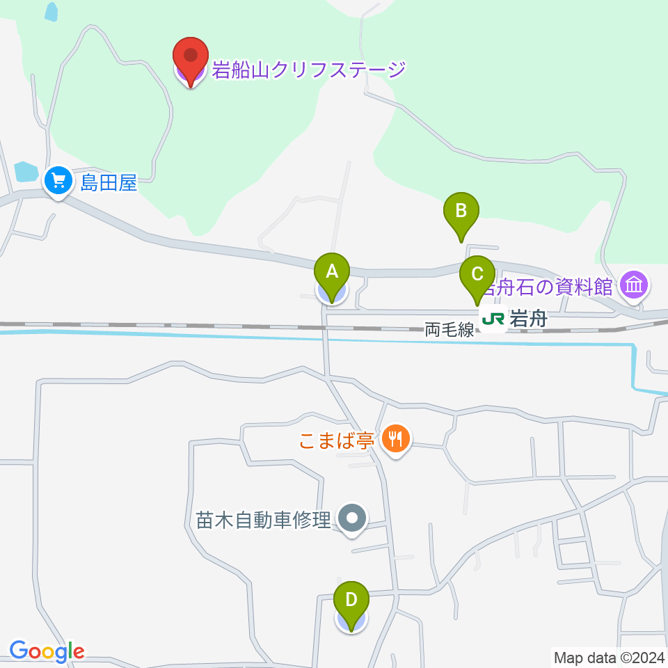 岩船山クリフステージ周辺の駐車場・コインパーキング一覧地図