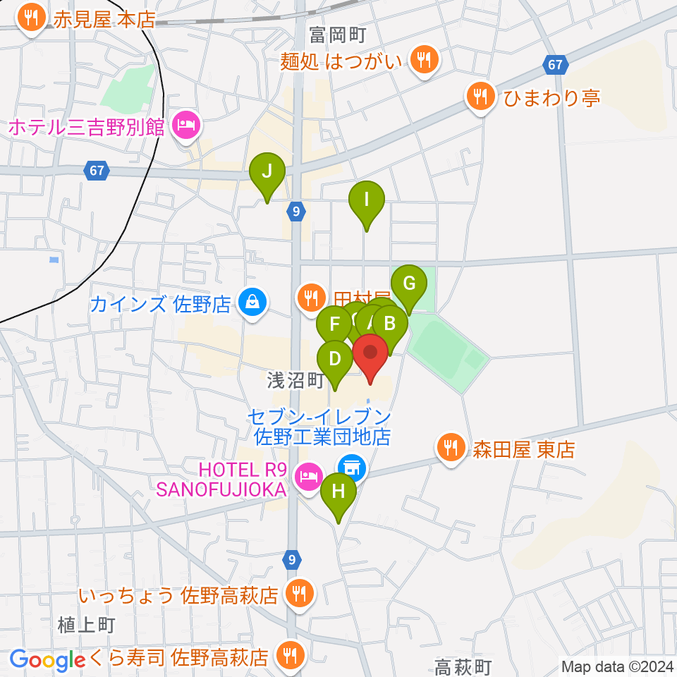 佐野市文化会館周辺の駐車場・コインパーキング一覧地図