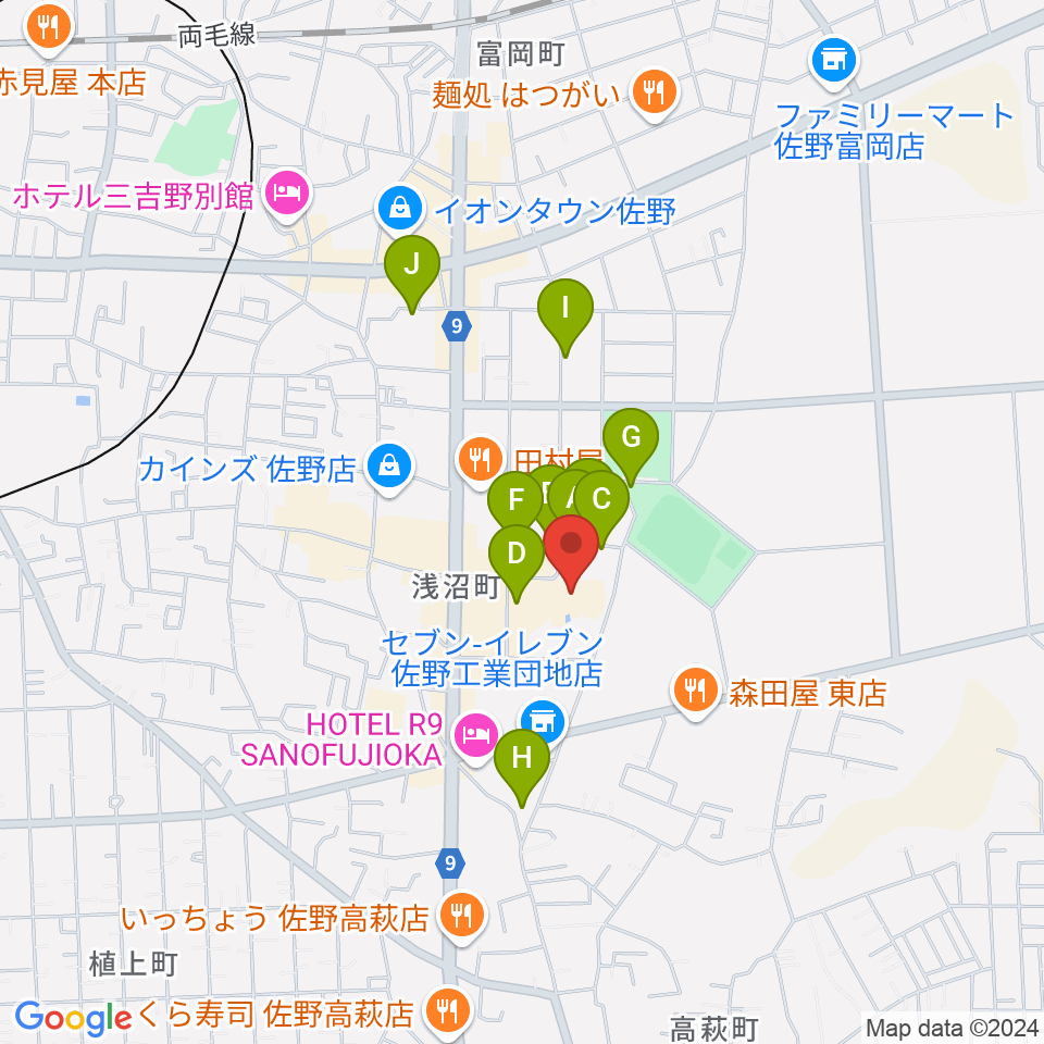 佐野市文化会館周辺の駐車場・コインパーキング一覧地図