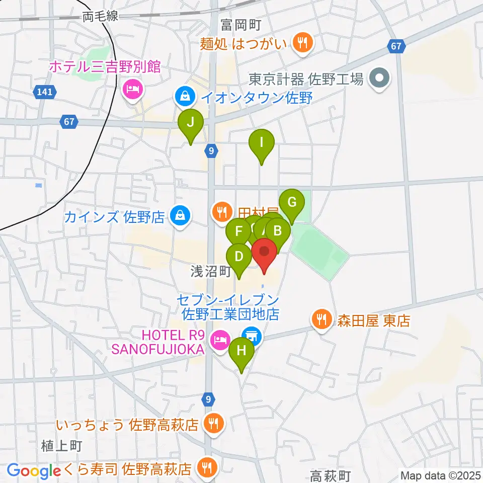佐野市文化会館周辺の駐車場・コインパーキング一覧地図