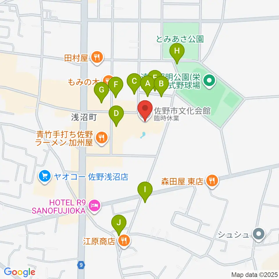 佐野市文化会館周辺の駐車場・コインパーキング一覧地図