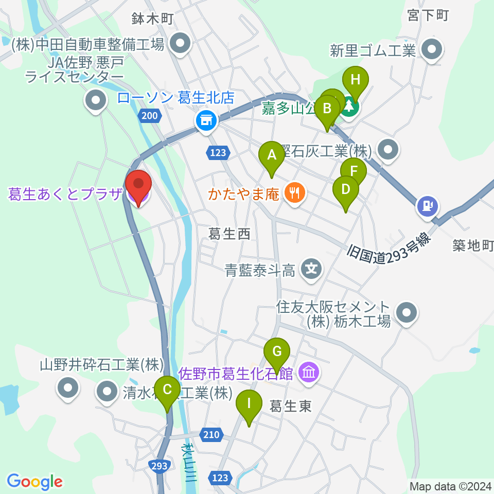 佐野市葛生あくとプラザ周辺の駐車場・コインパーキング一覧地図