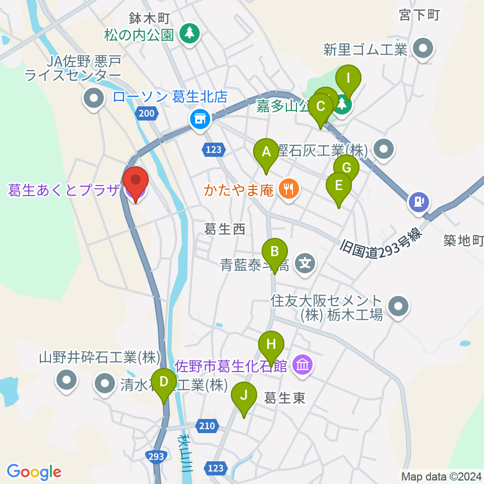 佐野市葛生あくとプラザ周辺の駐車場・コインパーキング一覧地図