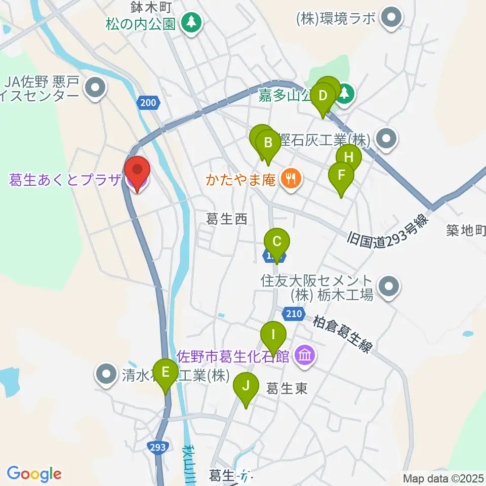 佐野市葛生あくとプラザ周辺の駐車場・コインパーキング一覧地図
