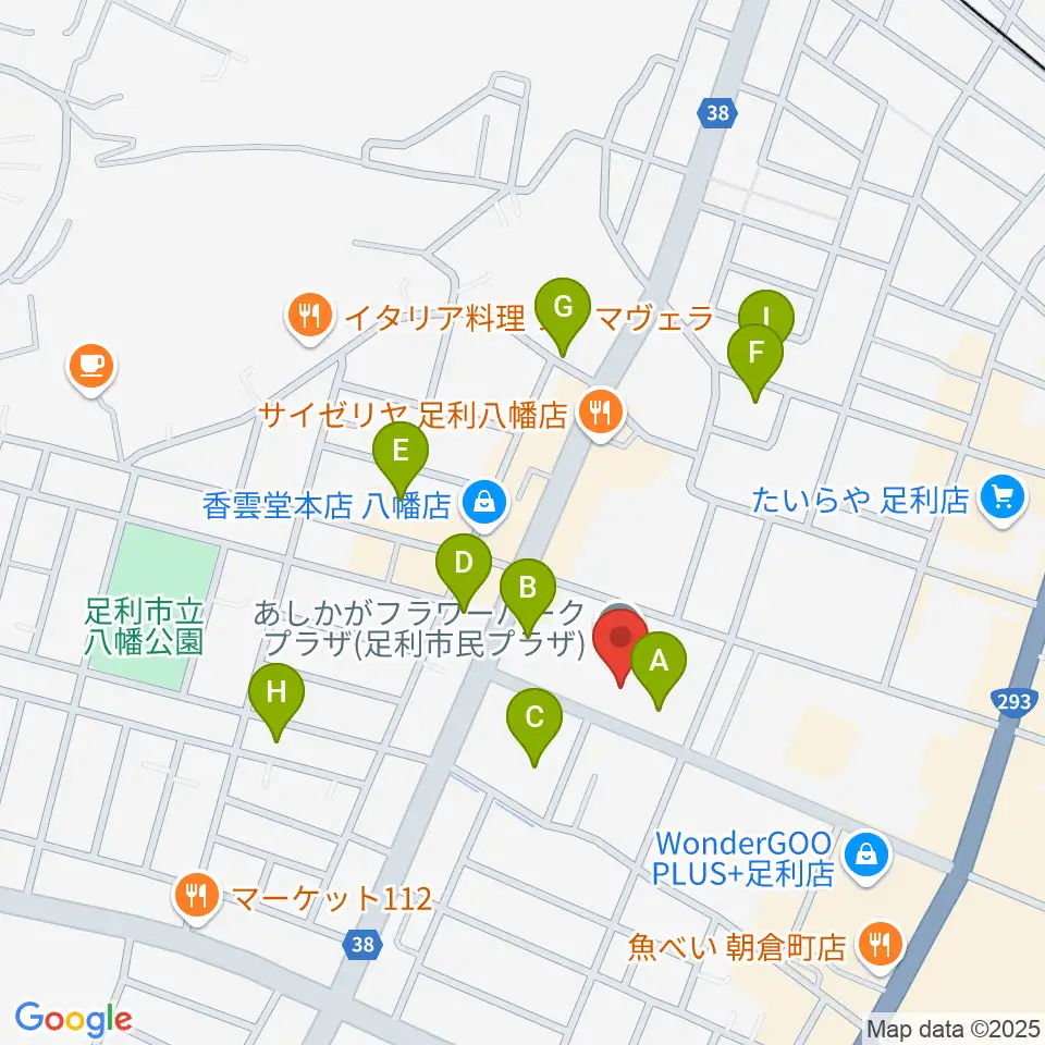 あしかがフラワーパークプラザ周辺の駐車場・コインパーキング一覧地図