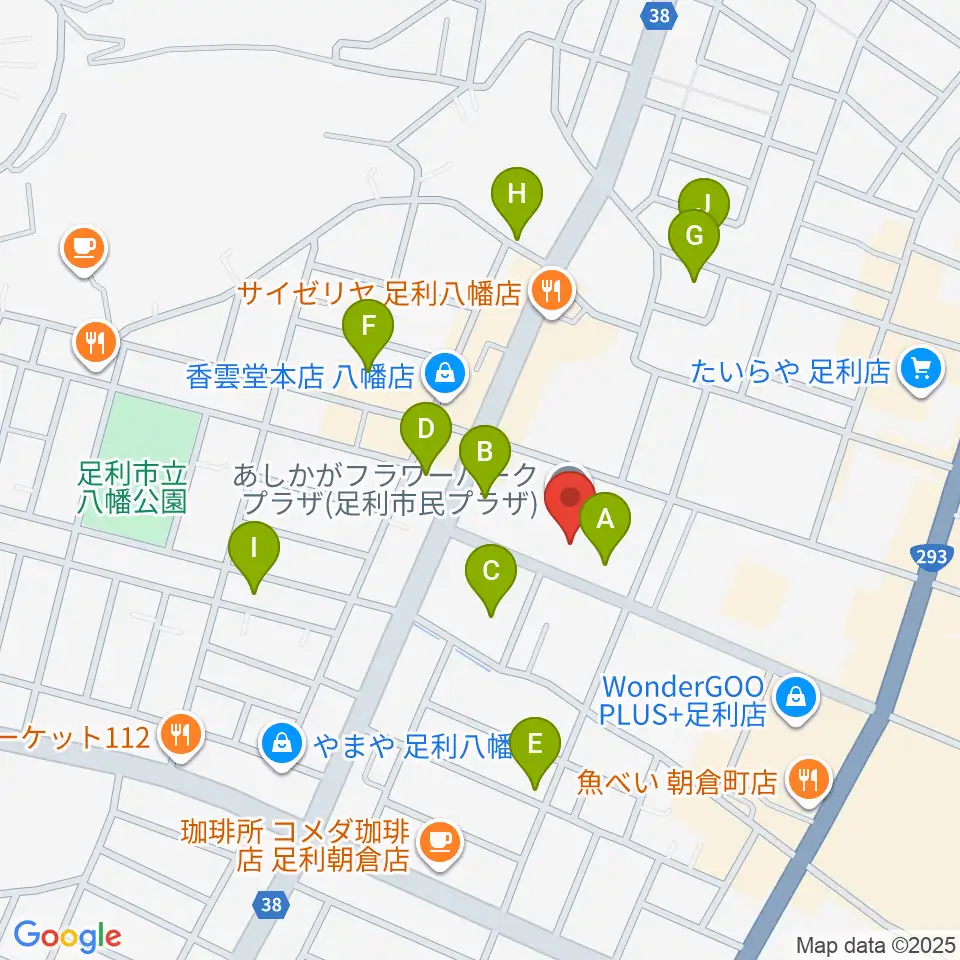 あしかがフラワーパークプラザ周辺の駐車場・コインパーキング一覧地図