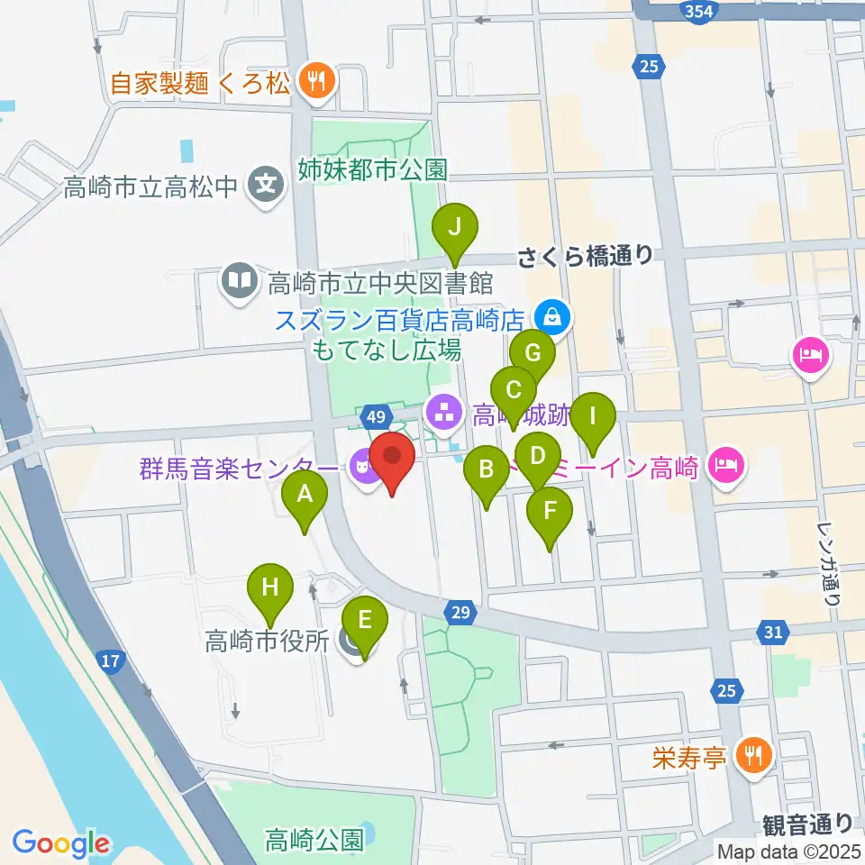 群馬音楽センター周辺の駐車場・コインパーキング一覧地図