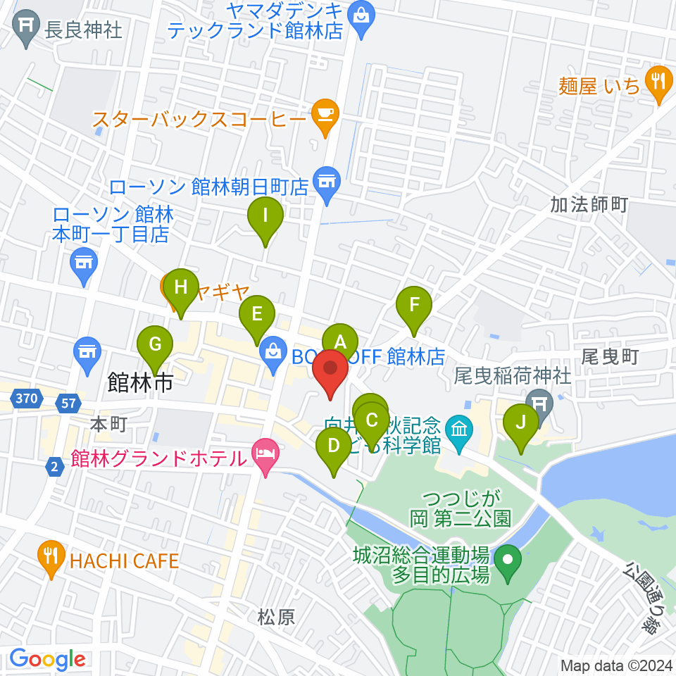 館林市文化会館周辺の駐車場・コインパーキング一覧地図
