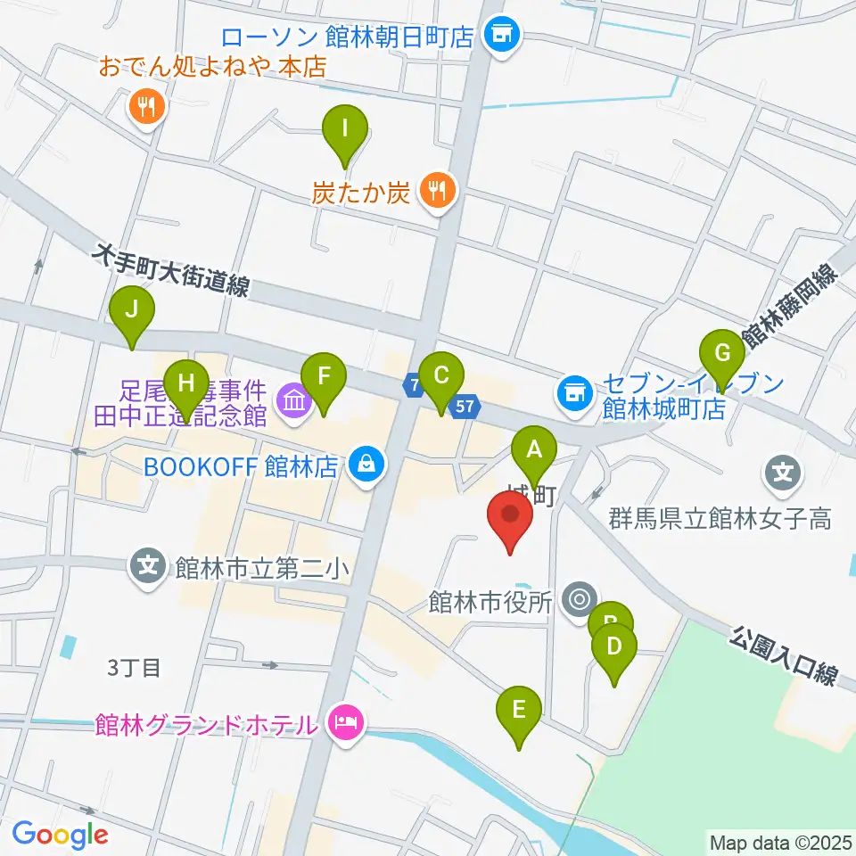 館林市文化会館周辺の駐車場・コインパーキング一覧地図