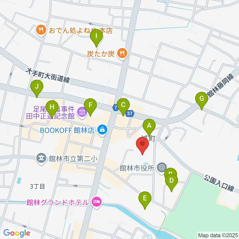 館林市文化会館周辺の駐車場・コインパーキング一覧地図