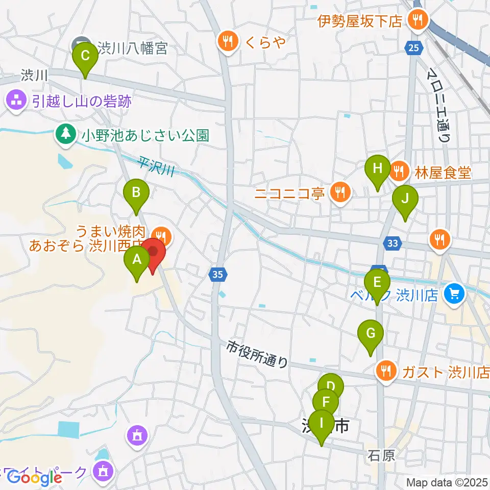 渋川市民会館周辺の駐車場・コインパーキング一覧地図
