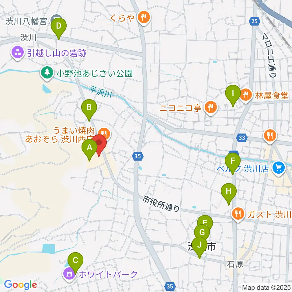 渋川市民会館周辺の駐車場・コインパーキング一覧地図