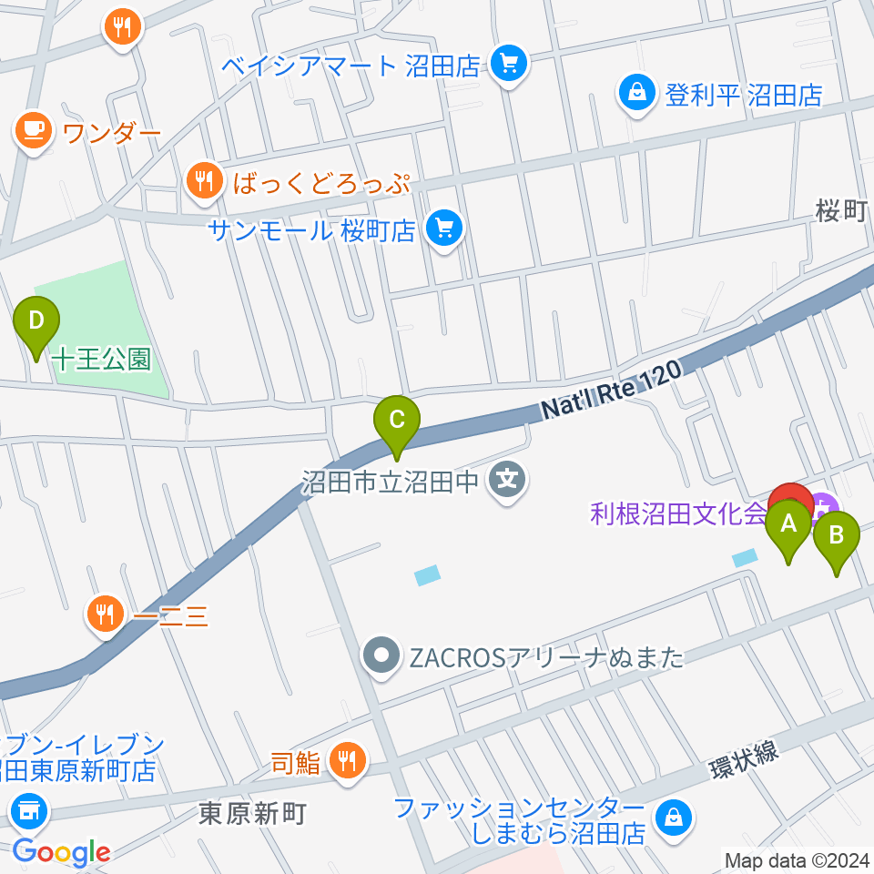 利根沼田文化会館周辺の駐車場・コインパーキング一覧地図